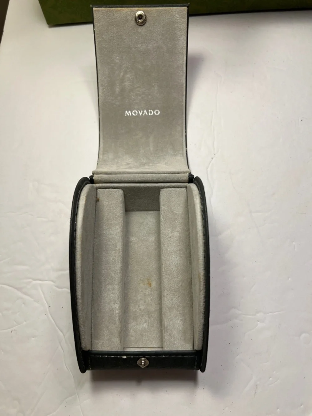 Vintage Movado Gray Textured Leather Watch Travel Case Empty , Used.